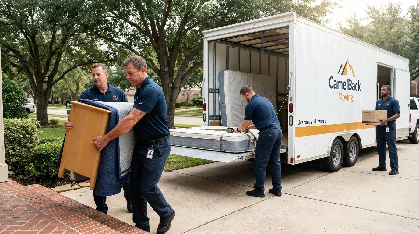 Crew loading residential truck for cross-state move from Berkley, MA