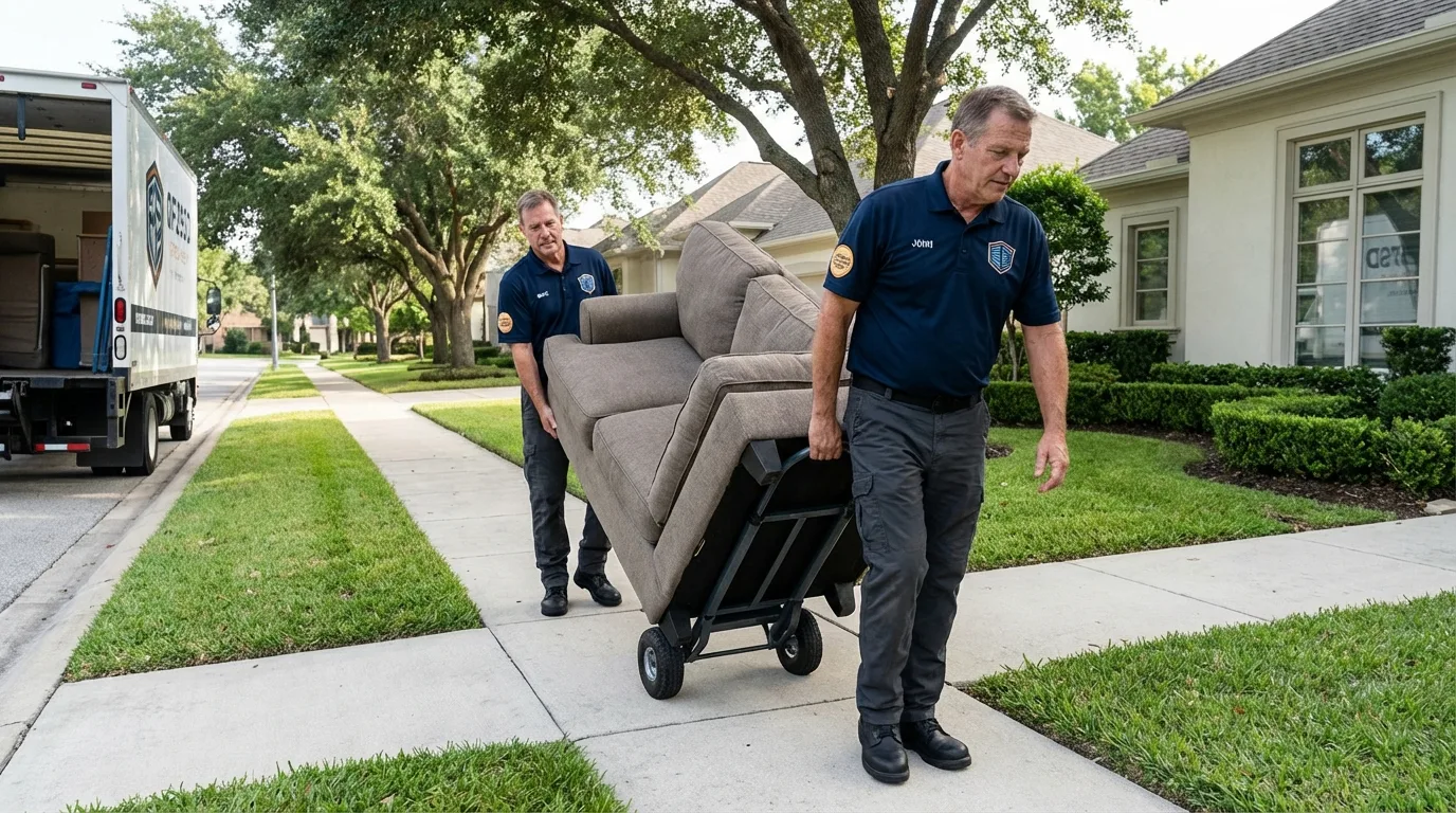 Local residential moving crew loading furniture in Berkley, MA